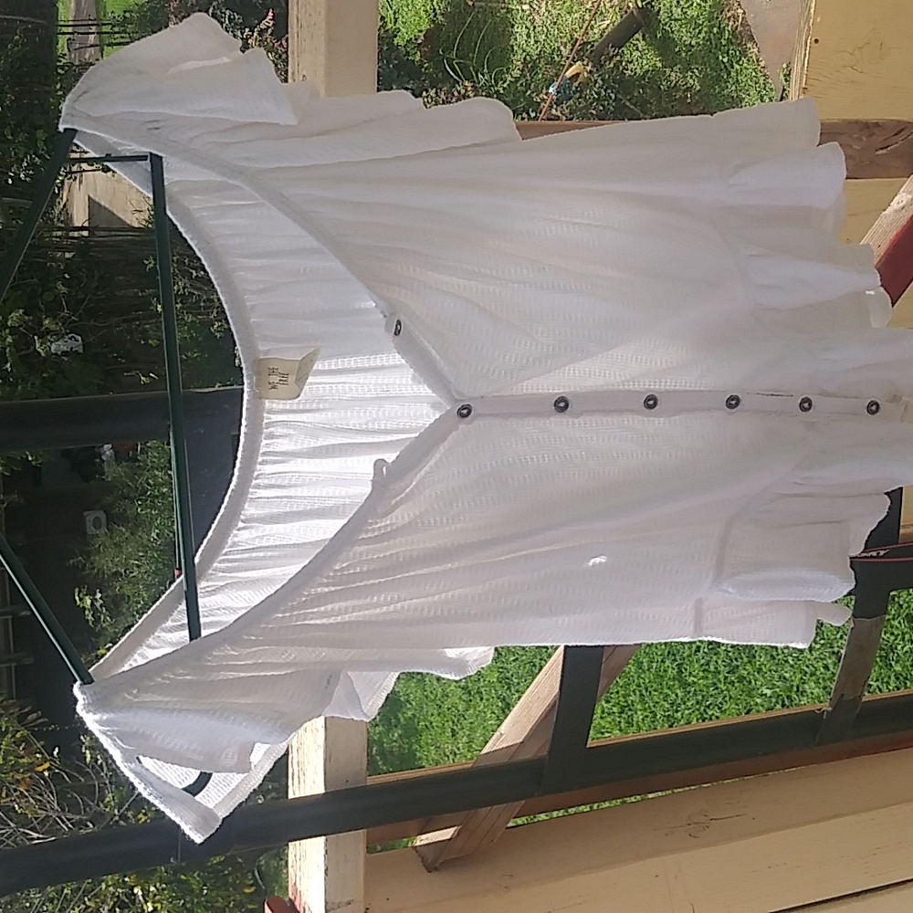 White Ruffled Button-Down Top